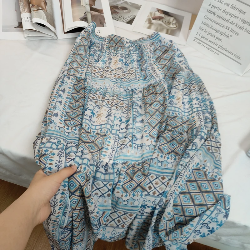 【例畔精选】波西米亚风时尚洋气显瘦碎花松紧腰百搭半身裙BS010#