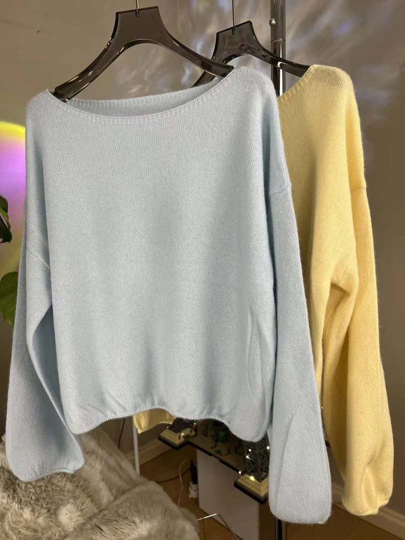 圆领女休闲风宽松型针织毛针织衫上衣宽松套头