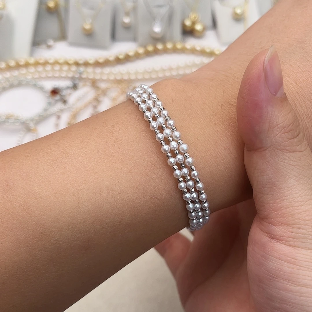 银S925镶嵌淡水珍珠手绳