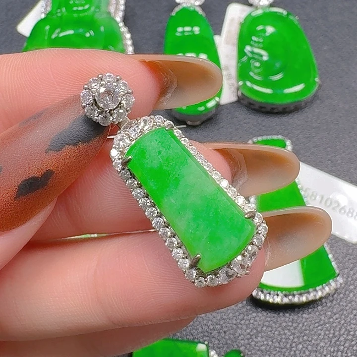 翡翠银S925镶嵌吊坠(不含链)