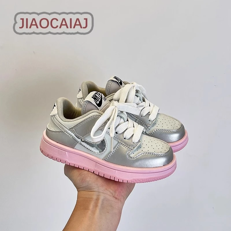 【北北定制】官网AJ女童板鞋软底银粉色夏季2025新款百搭儿童休闲鞋