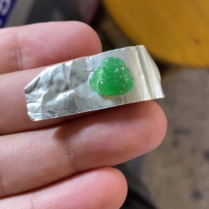 方***定制翡翠18K金镶嵌天然翡翠a货佛公定金