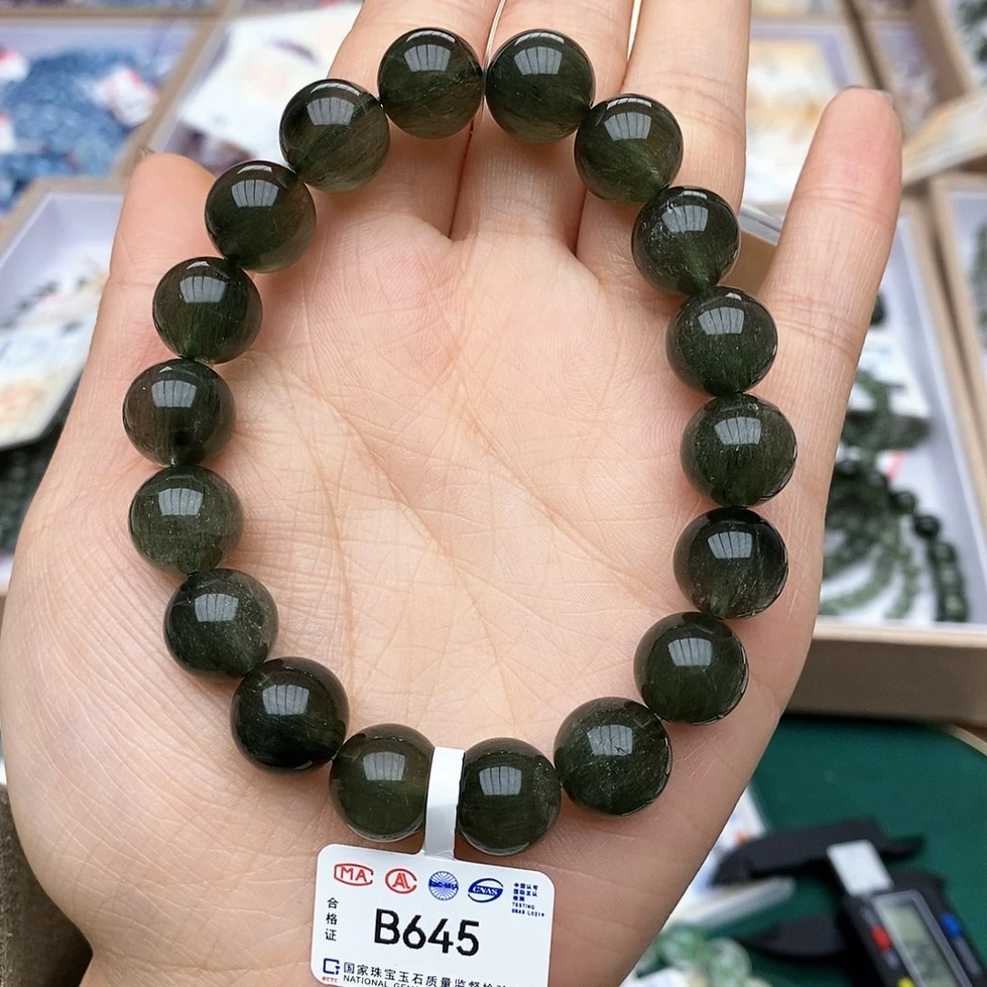 水晶手链未镶嵌B645 绿发晶 12m+