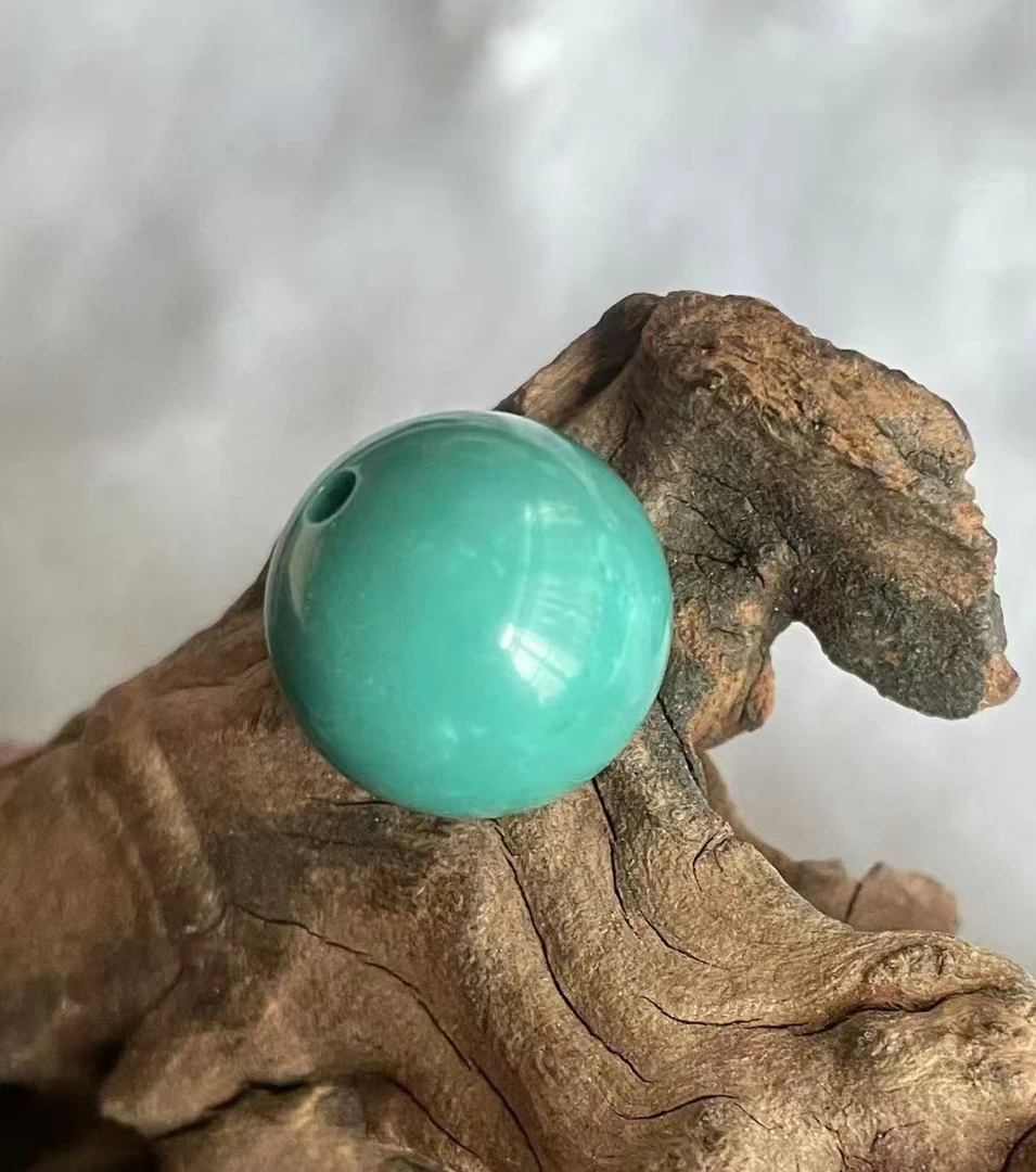 原矿绿松石.圆单珠散珠配珠卡18mm-克重7.2