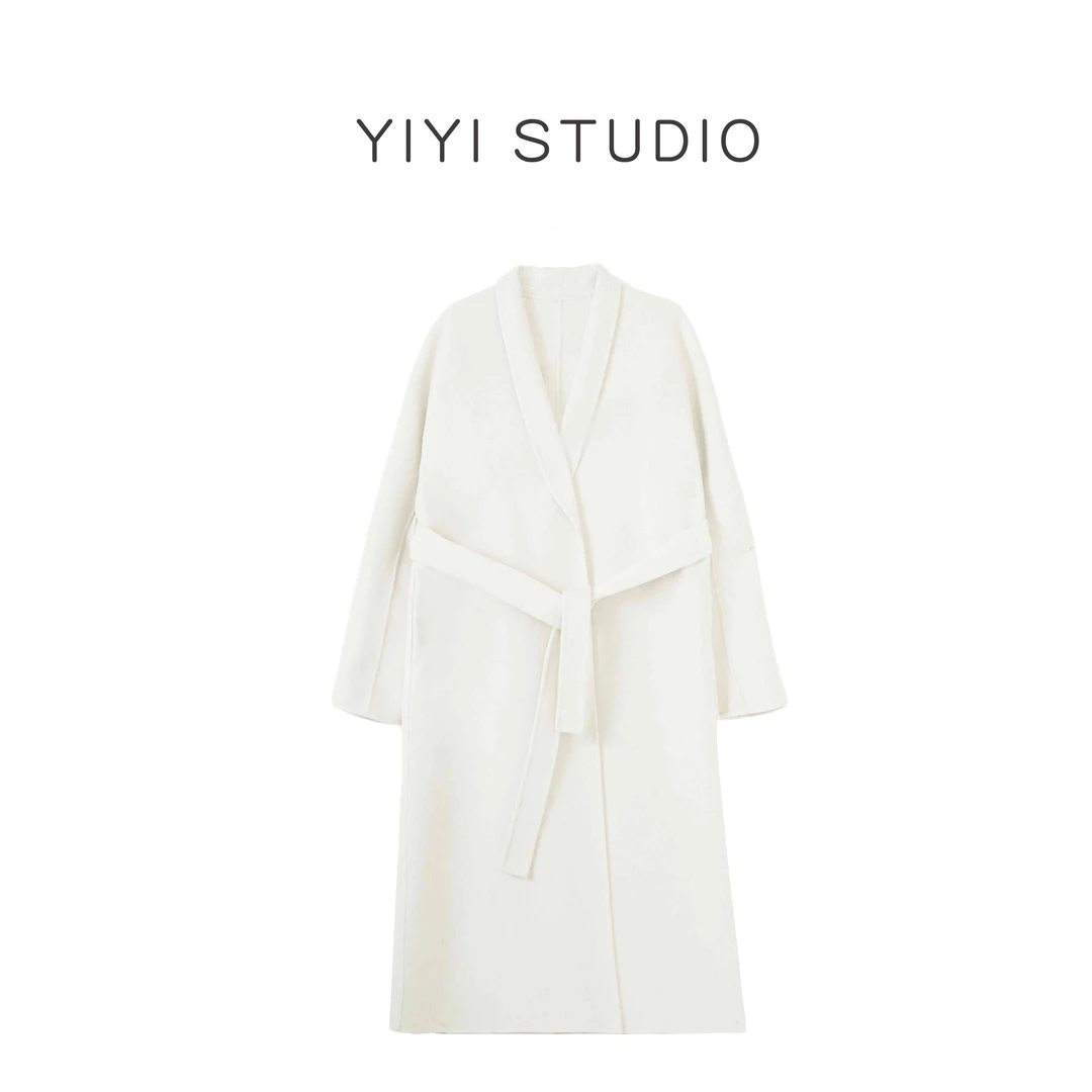 【人生大衣】<YiYiii> 温柔千金感青果领双面毛呢长款大衣外套