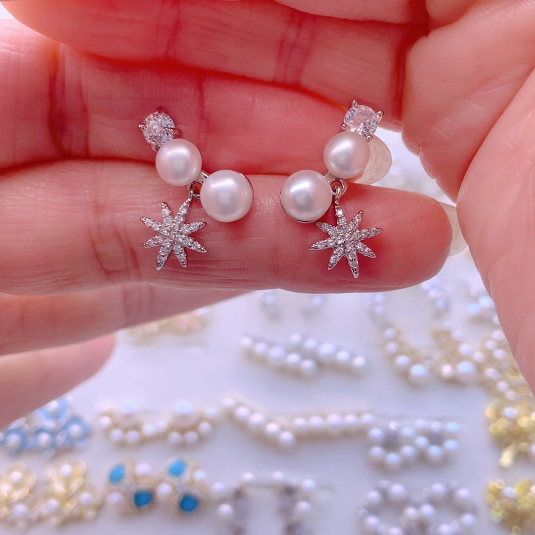 淡水珍珠耳饰合金