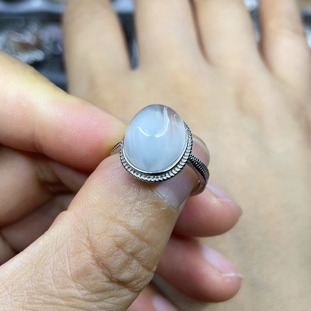 【闪购商品】银S925镶嵌珠宝半成品水晶戒指