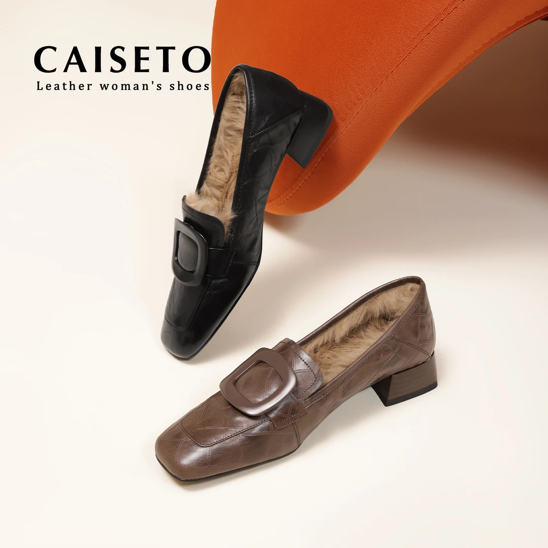 头层牛皮/3.5cm新款方头百搭低跟平底鞋舒适通勤软面单鞋D928