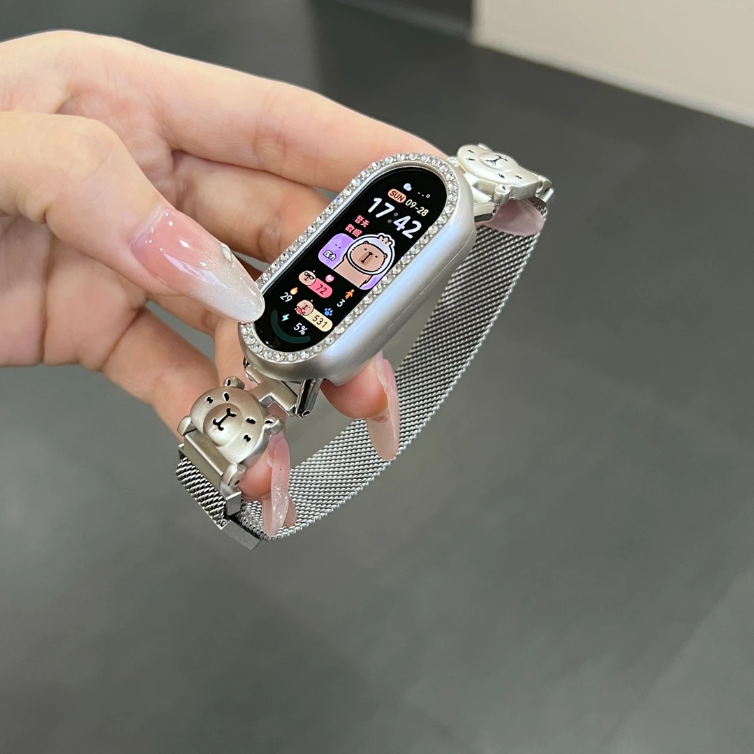 iboann卡皮巴拉适用小米手环10表带9米兰磁吸8可爱卡皮7高级腕带