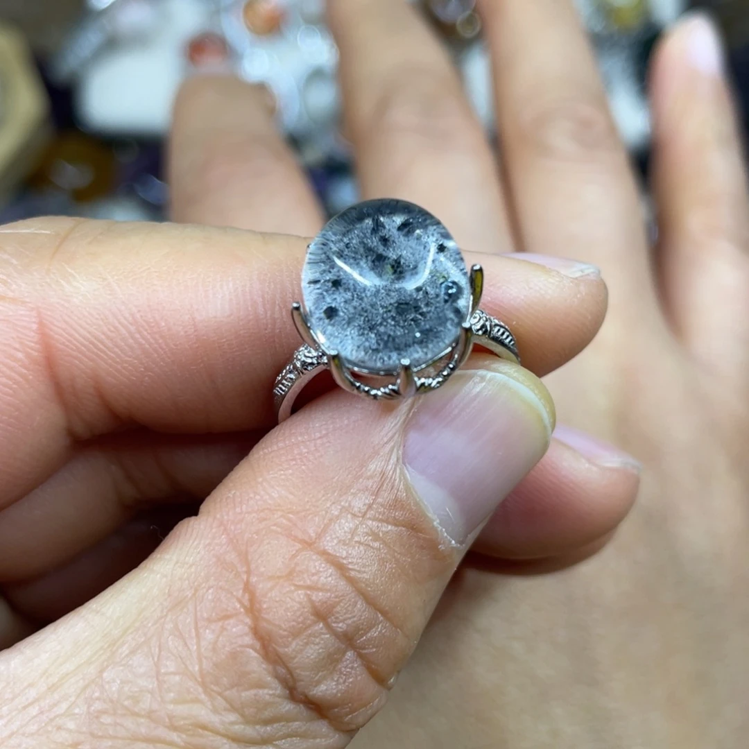 【闪购商品】银S925镶嵌珠宝半成品水晶戒指