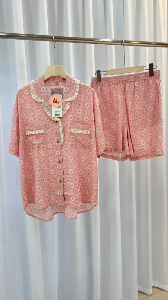 Ullala韩国品牌进口睡衣家居服乌拉拉睡衣夏季新款碎花款25003
