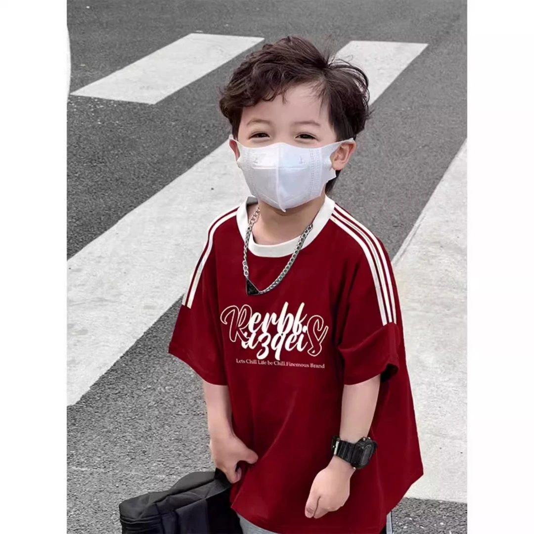 【安哥拉红】儿童夏季纯棉短袖T恤夏装韩版男女童洋气运动上衣T恤