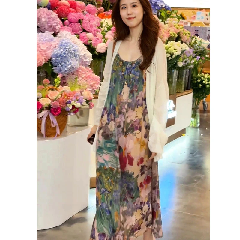 法式多巴胺风复古碎花连衣裙女2025新款爆款裙子宽松显瘦减龄裙子