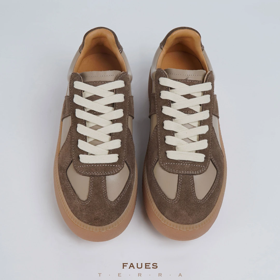 厚底德训Tanneries Roux摔纹小牛皮复古休闲鞋4.5增高板鞋