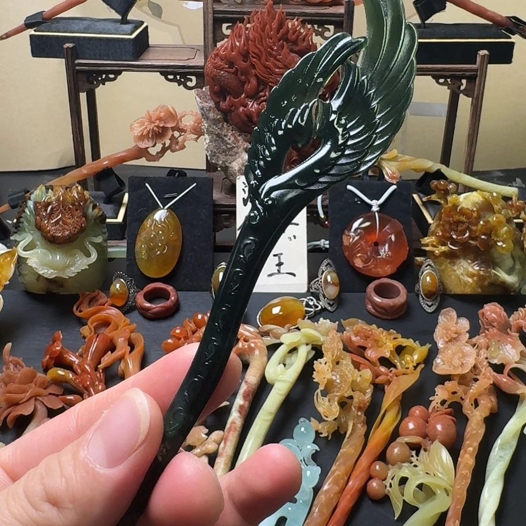 蛇纹石玉未镶嵌发饰