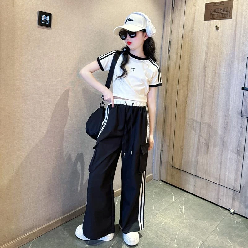 女童夏日运动套装潮流新款大童女孩夏装休闲短袖儿童夏季潮酷穿搭