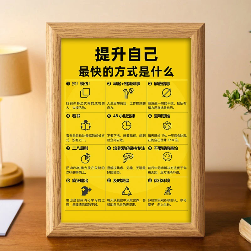 励志提升自己的方式相框摆台客厅办公室桌面装饰画高网红小摆件