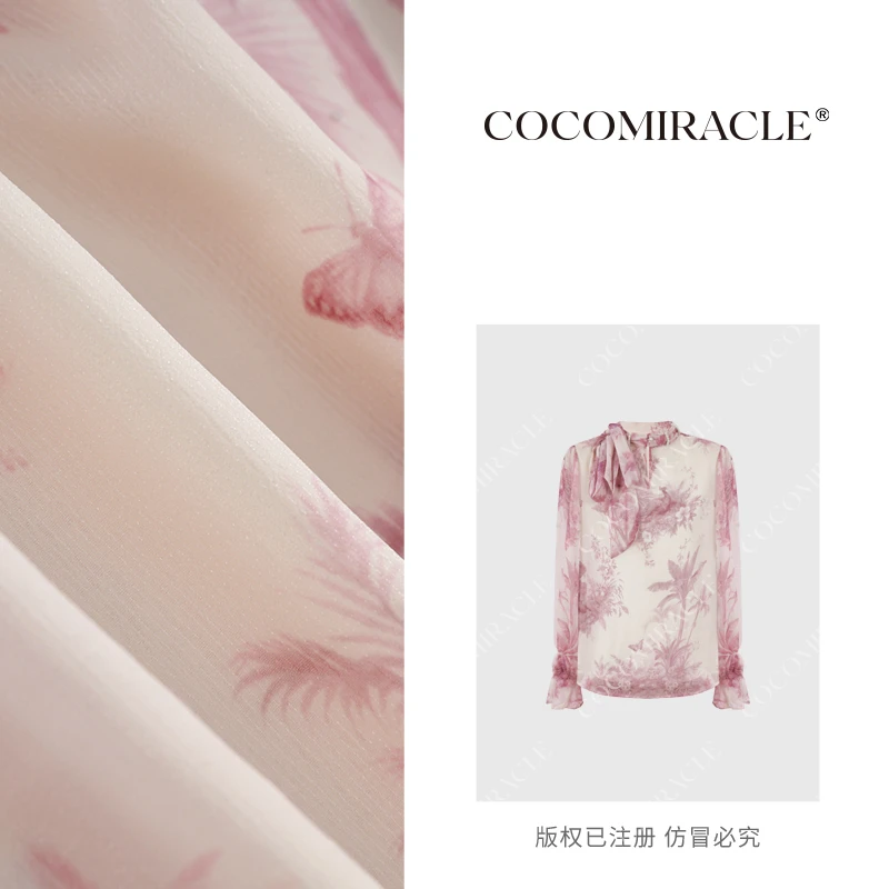 董小姐【弗洛花园】新款立领飘带印花长袖小衫W51XS252