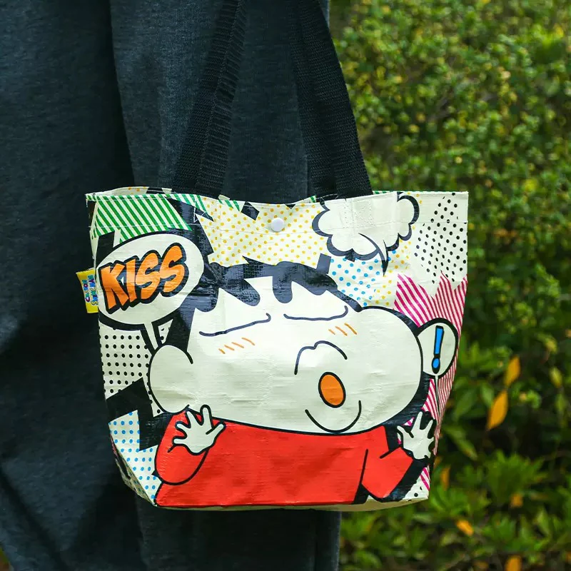 麦和正版蜡笔小新周边小号购物袋大容量可爱手提单肩收纳包编织袋