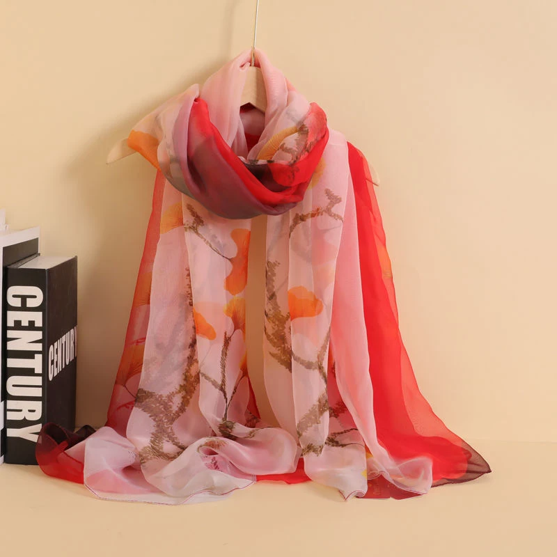 红色保暖围巾女春夏季棉麻手感百搭围脖新款时尚风高颜值氛围感