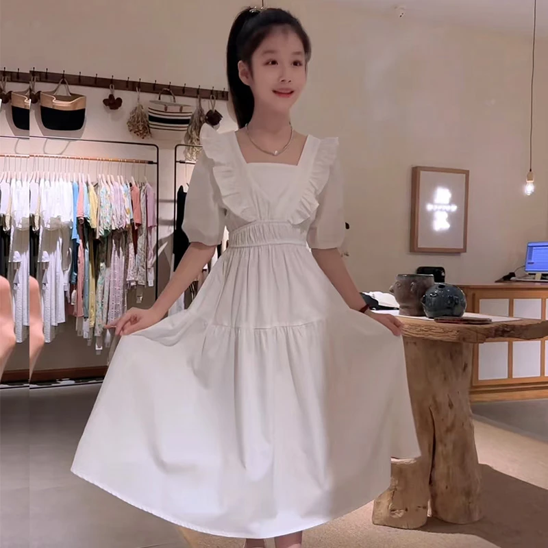 显瘦春秋夏装生日女宝公主裙宝宝气气白色夏季时尚法式袖裙子