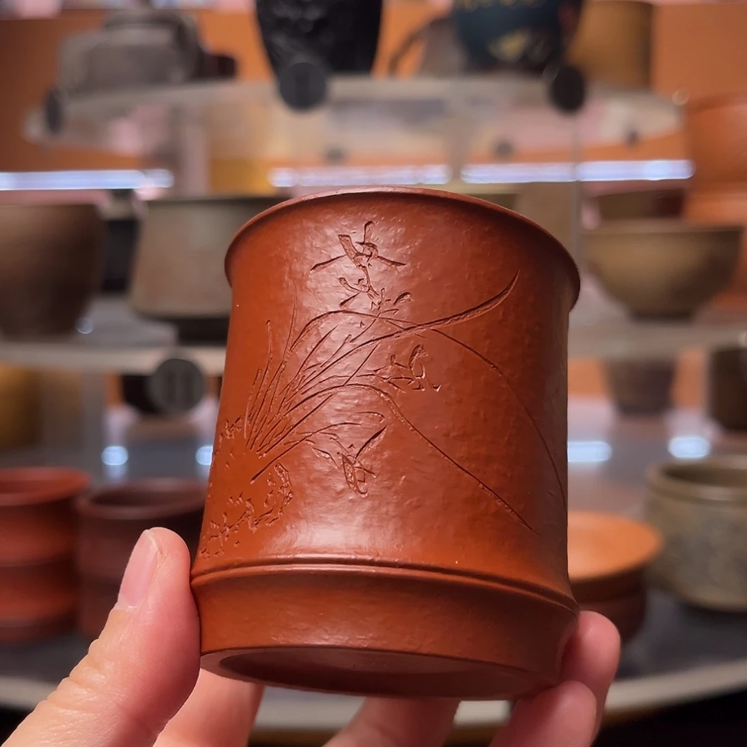 茶杯紫砂鱼籽朱泥 120毫升