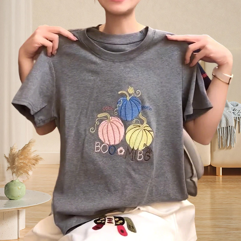 个性别致印花字母短款上衣2025夏季新款高级感舒适宽松短袖T恤女