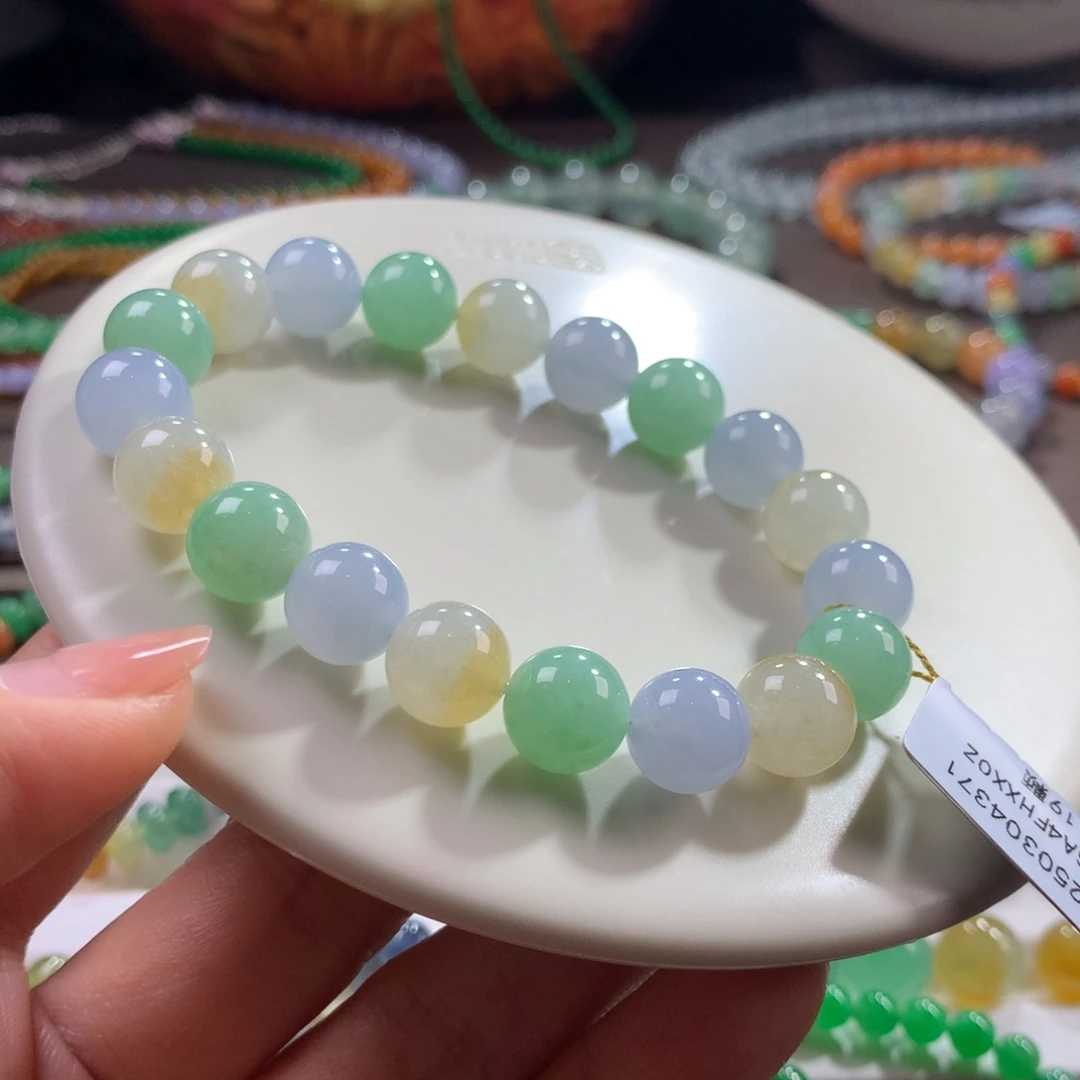 翡翠未镶嵌手链胶润细腻多宝卡10