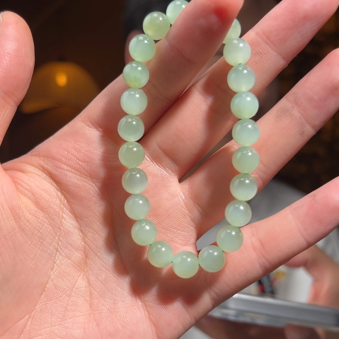 手串未镶嵌和田玉乌兰海猫眼带糖8mm800