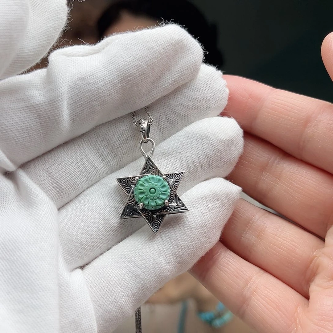 绿松石珠宝奇石银S925镶嵌