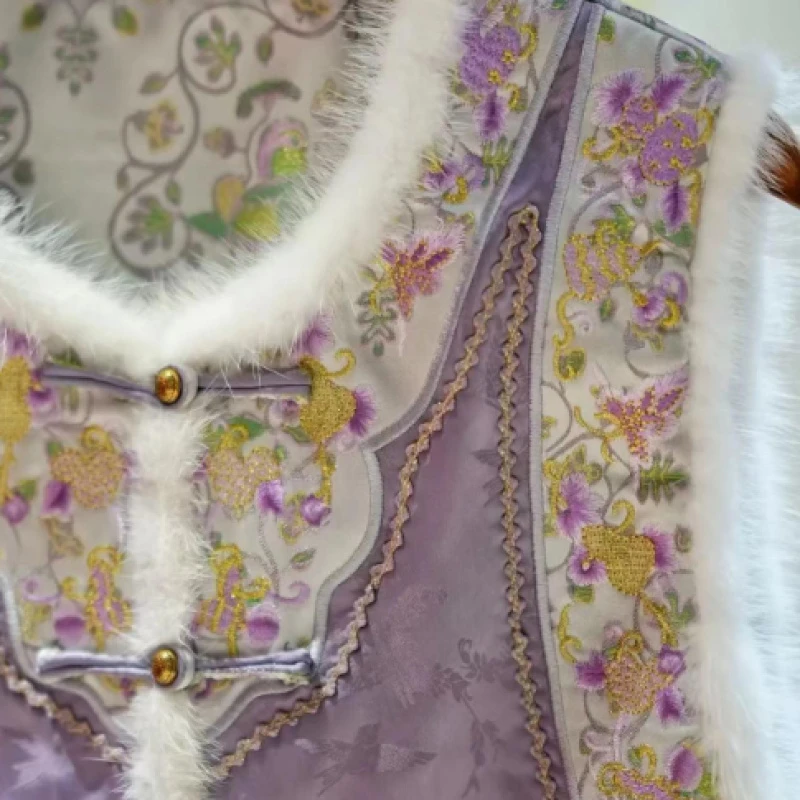 新中式双面双穿冬款夹棉加厚刺绣马甲2024D8490-娇娇