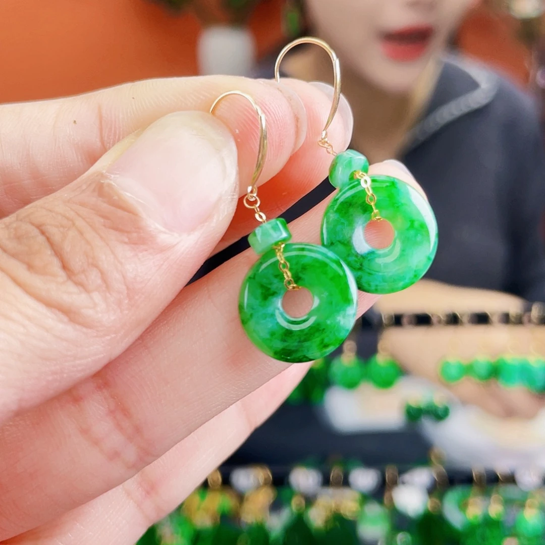 翡翠18K金镶嵌耳饰