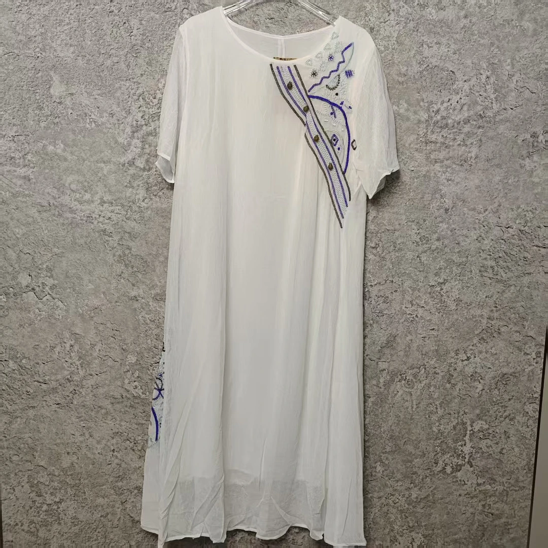 Q12 白色夏季休闲百搭连衣裙