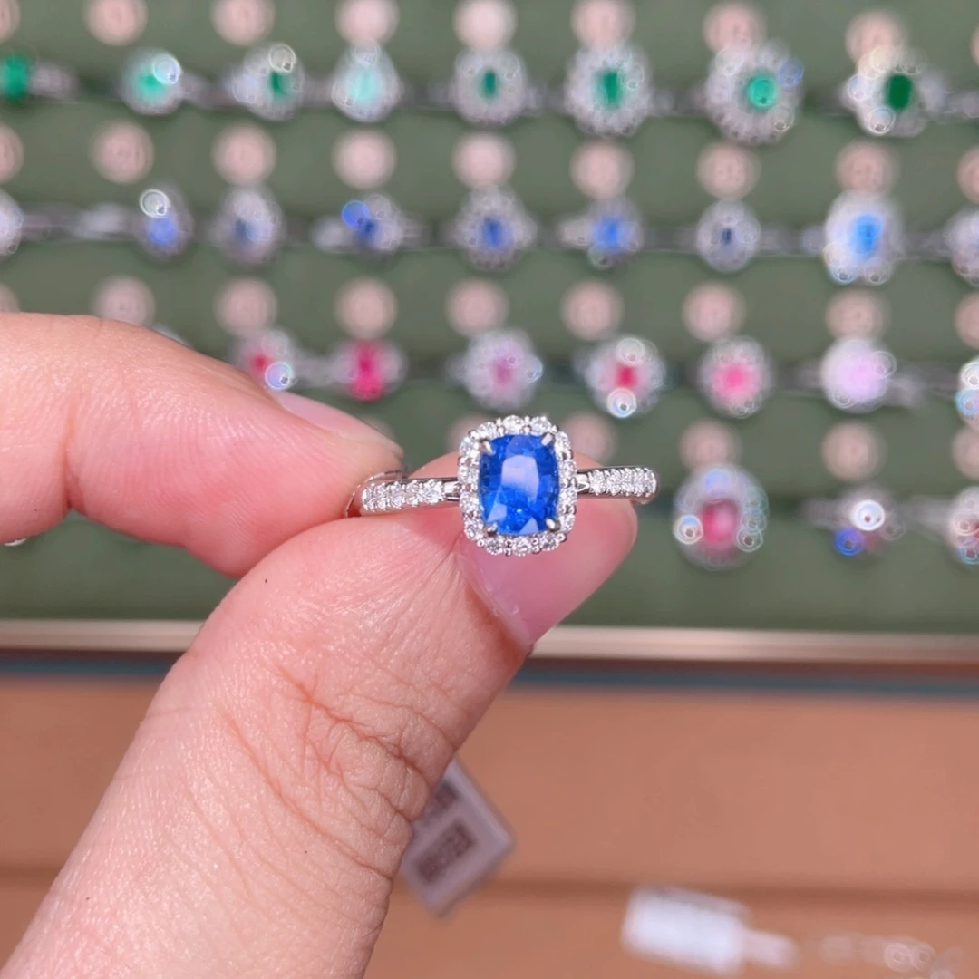 蓝宝石戒指铂Pt950镶嵌1.09ct 皇家蓝