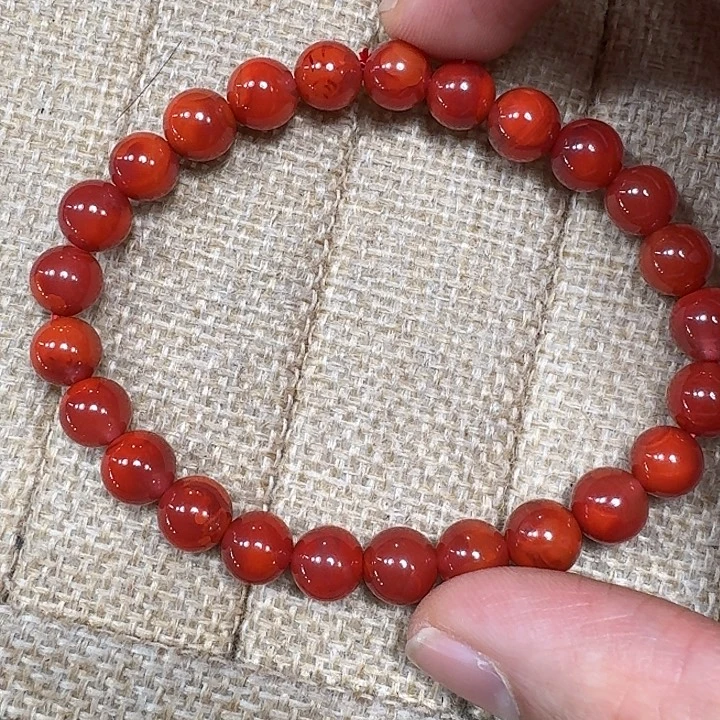 南红玛瑙未镶嵌手链手串原矿南红高品质牛血双色瓦西7加