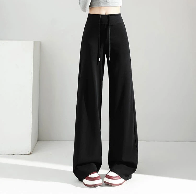 2025新款冬季加绒直筒不贴腿喇叭裤显高显瘦高腰拖地裤