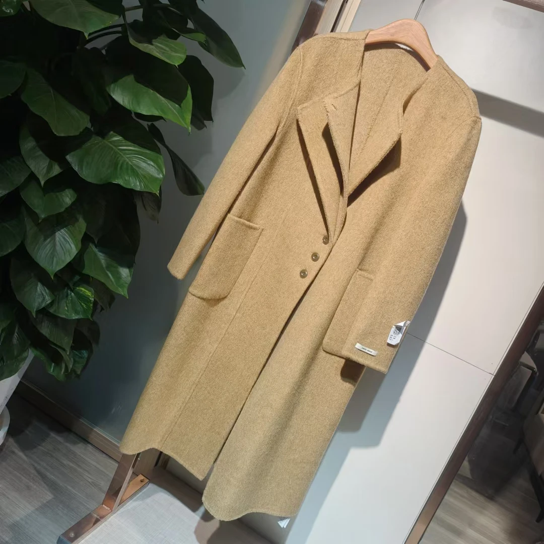老钱风双口袋羊绒大衣ZBW32458衣长112