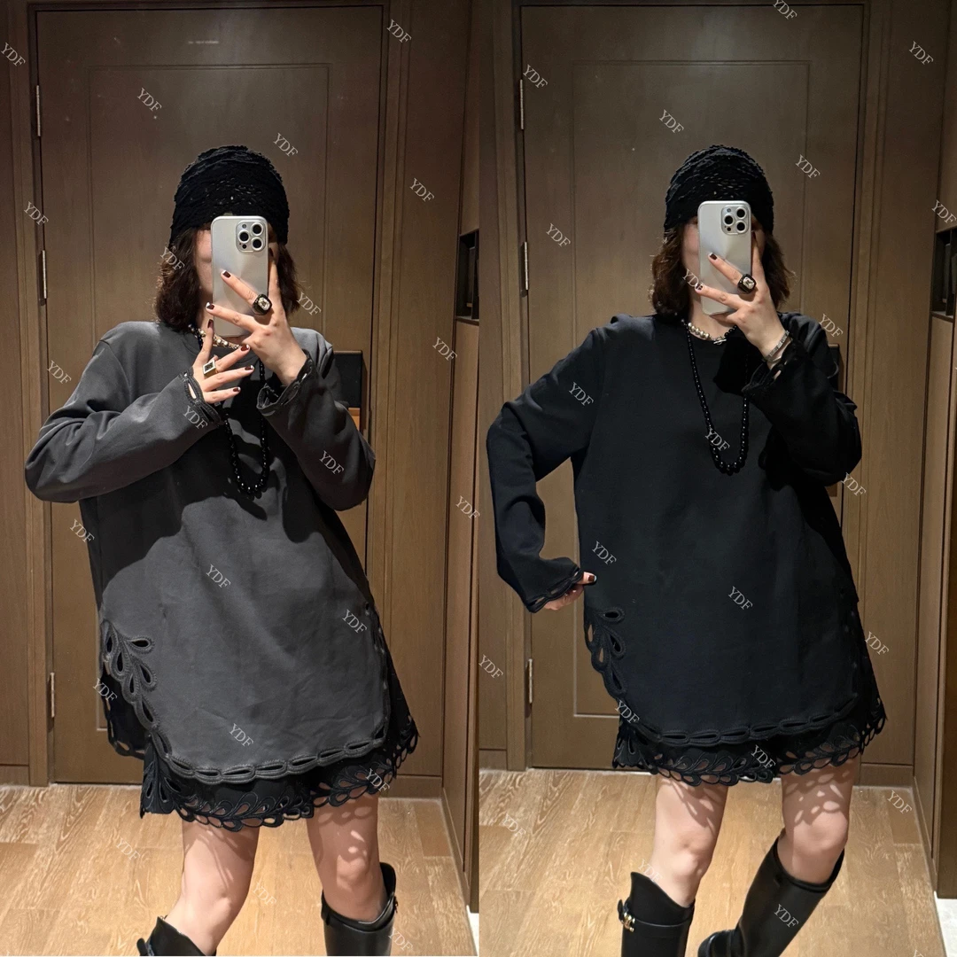YDFSTUDIO小众【温柔革命】欧货早秋重工镂空拼接设计时尚百搭上衣