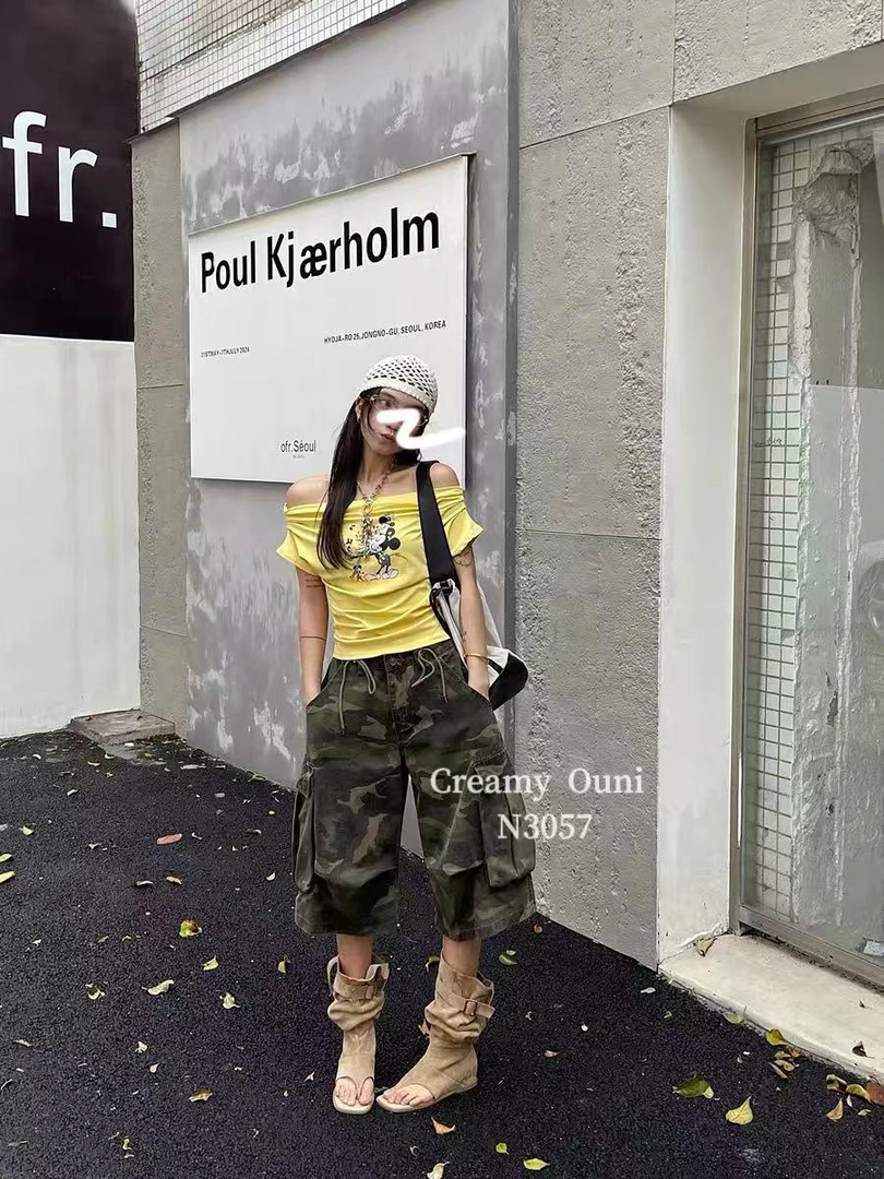 杨杨 夏季炫酷迷彩工装七分裤N3057