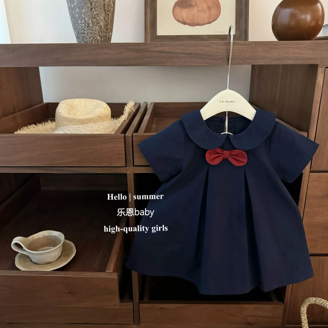 【乐恩baby】2025夏季女童日系学院风宝宝jk领结可爱制服短袖公主裙