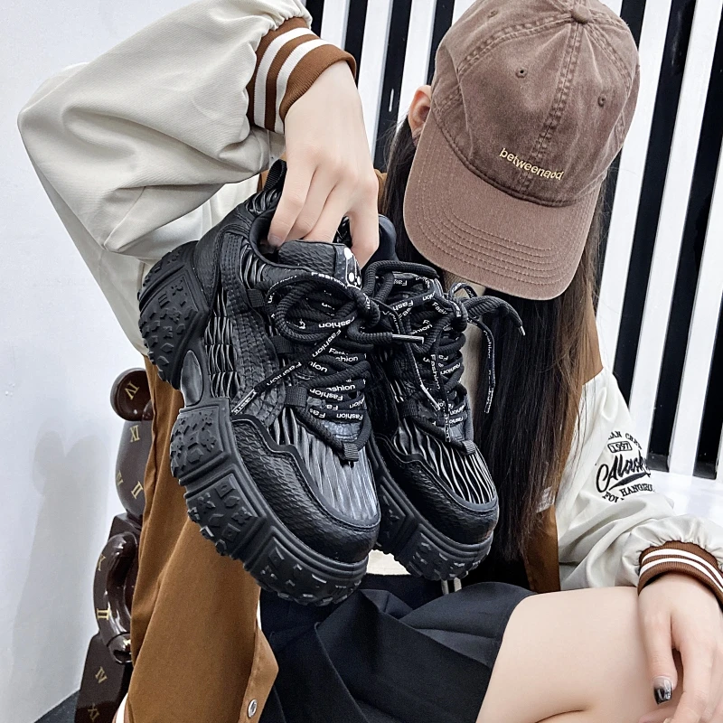 2025高货厚底福利网红轮胎鞋潮流设计师款时尚增高老爹鞋353-6