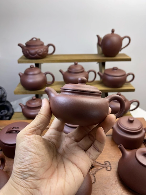 宜兴原矿紫砂壶，老紫泥仿古