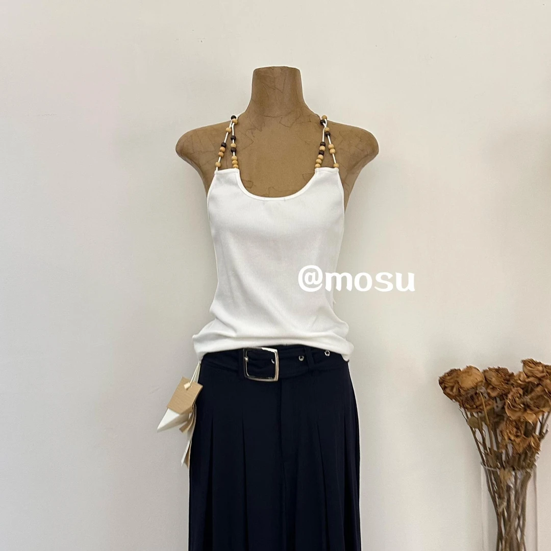 901070(mosu.新款)串珠挂脖度假风泰式辣妹独特别致吊带背心