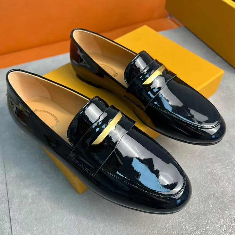 土豆丝平底单鞋女2025新款真皮徽标舒适百搭英伦风圆头乐福小皮鞋