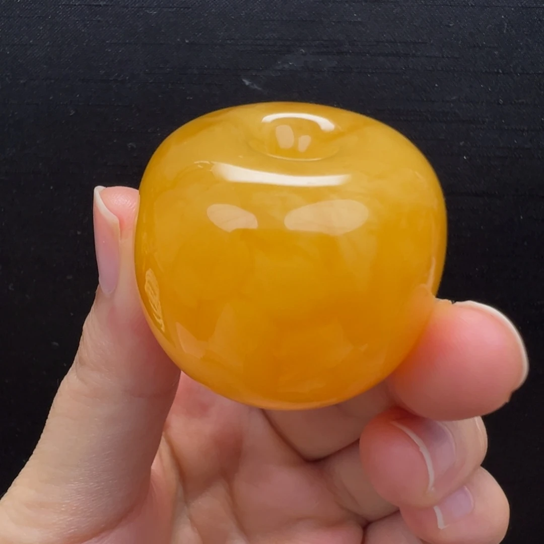 琥珀未镶嵌裸石焦皮橘红浓蜡墩子