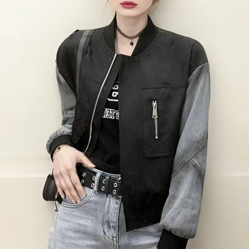 休闲夹克外套女2025春季新款韩版时尚拼接牛仔小众设计感百搭上衣