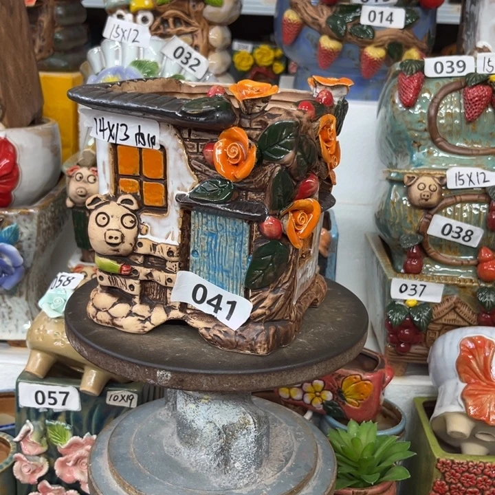 紫砂花盆粗陶材质多肉花盆发货两个