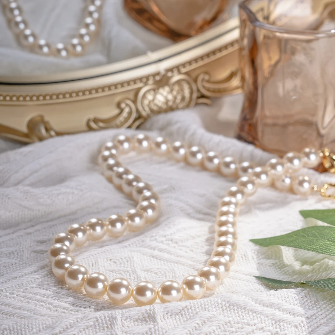 黄铜仿珍珠项链 气质白色时尚百搭简约经典优雅复古珠串项链