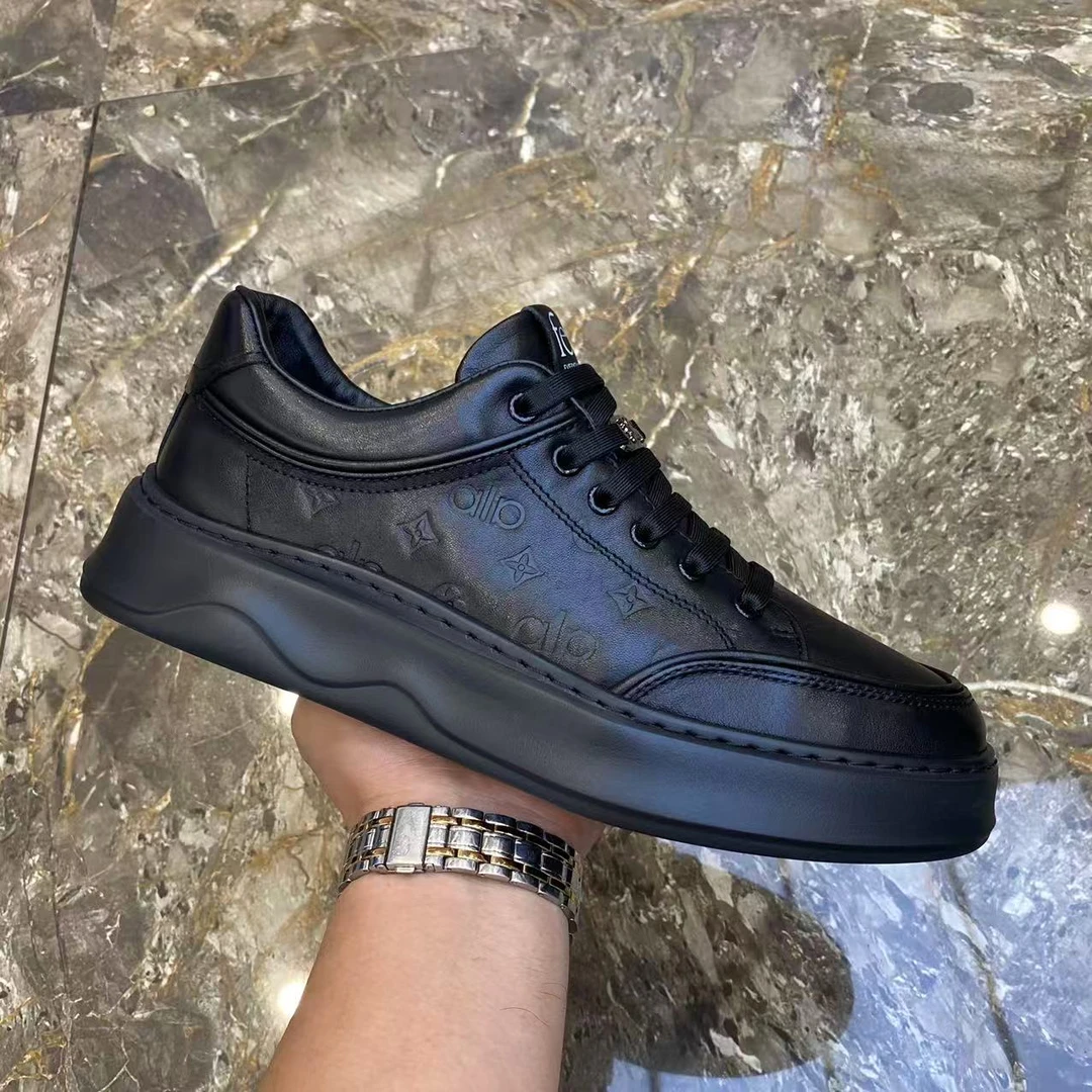 男鞋秋季新款男士真皮韩版系带百搭休闲皮鞋头层牛皮潮流厚底板鞋