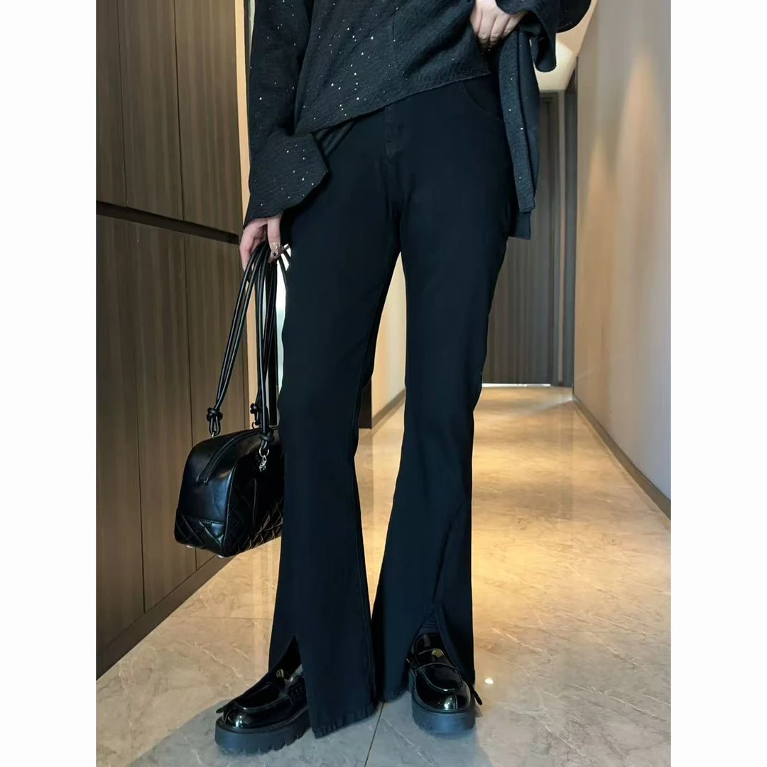 Xiaix【漫画腿4.0】舒适时尚显瘦休闲喇叭裤高弹牛仔裤KZ250813